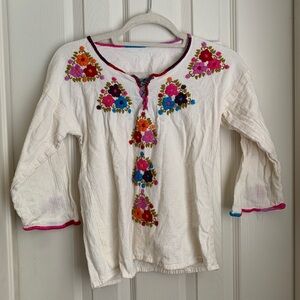 Girls' Embroidered Floral Long-Sleeve Top - Cream